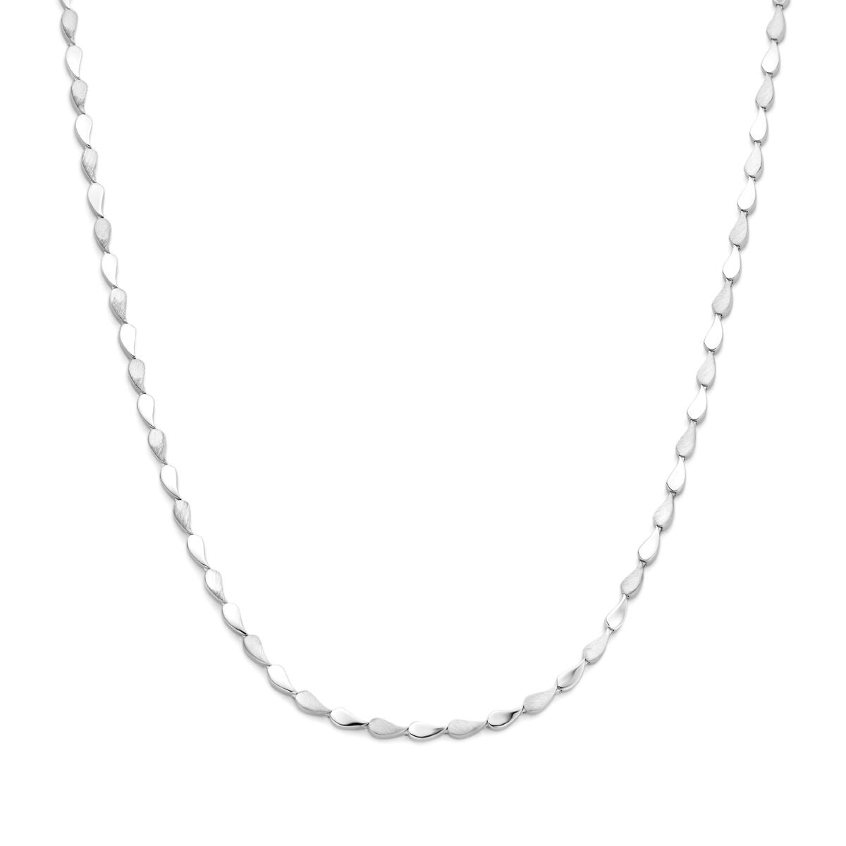 Halskette aus rhodiniertem 925er Silber mit ovalen Gliedern