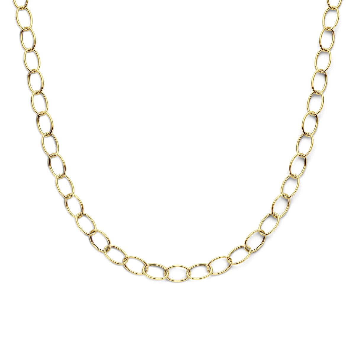 14k Gelbgoldenes Damen-Collier mit breiten Drahtgliedern – 45 cm lang