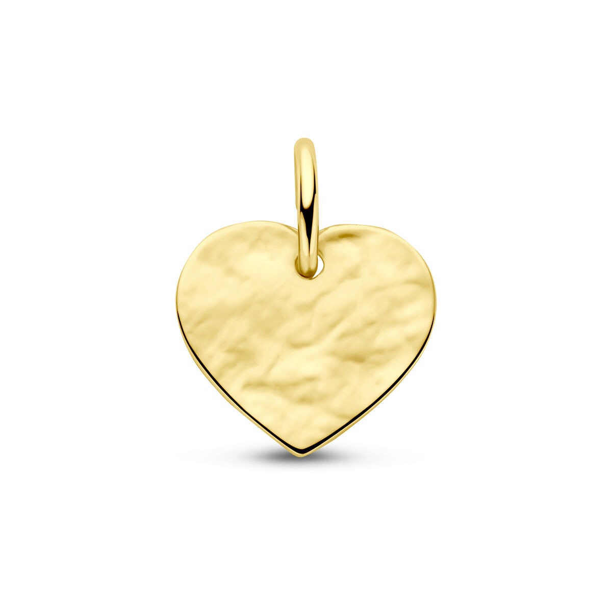 Gravierter Herz-Anhänger aus 14k Gelbgold mit strukturierter Oberfläche