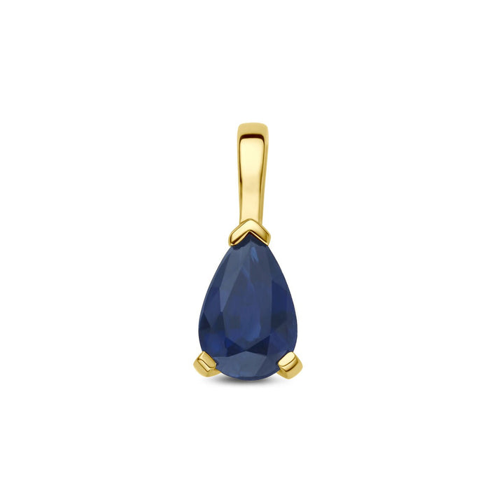 14k geelgouden hanger met saffier