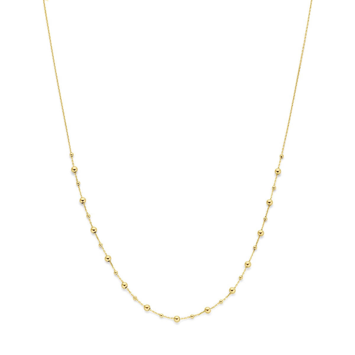 14k gelbgoldene Kette mit kleinen Kugeln in gleichmäßigen Abständen