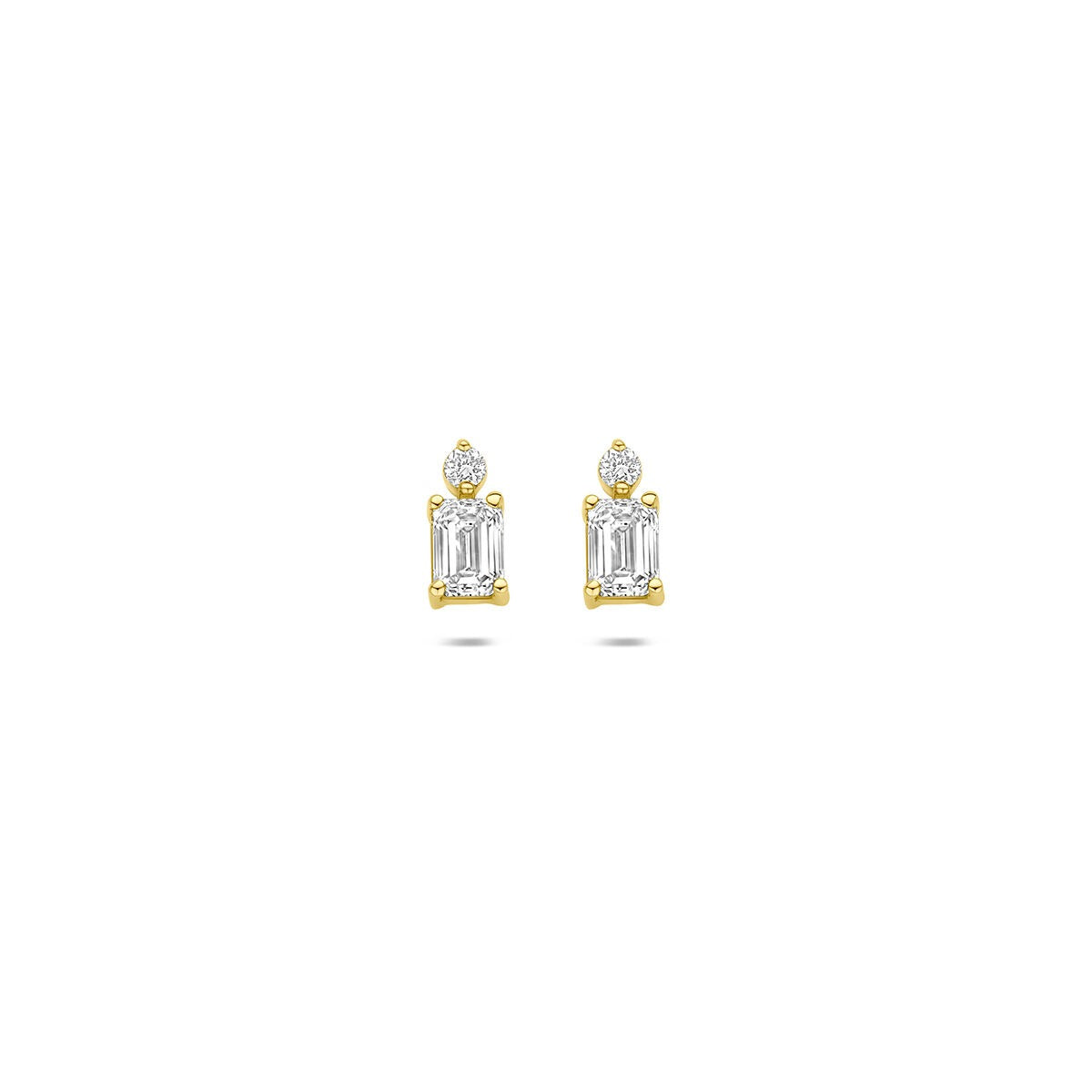 14k Gelbgold Ohrstecker mit lab-grown Diamanten in rechteckiger Form und runder Fassung