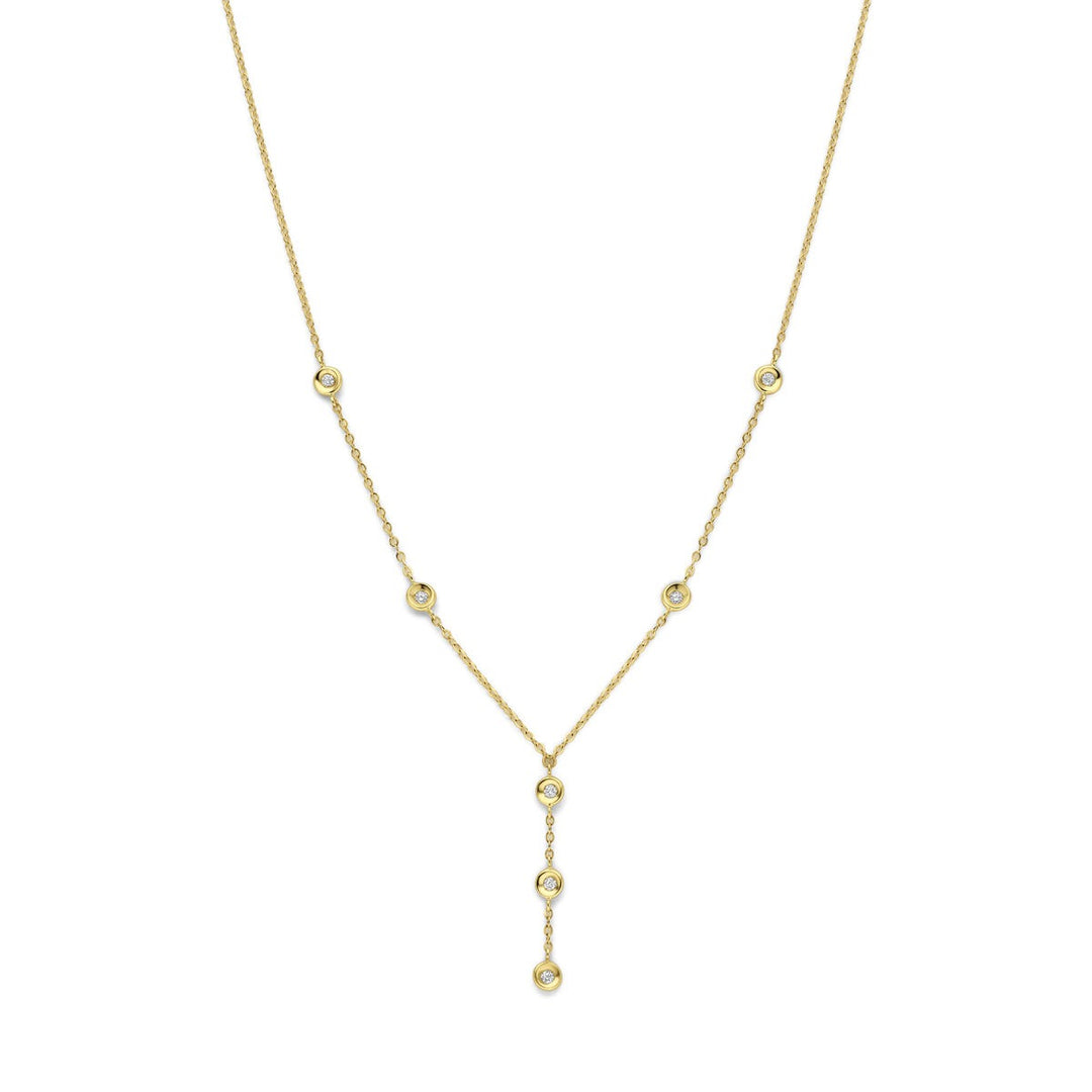 14k geelgouden collier met diamant 0,21 ct