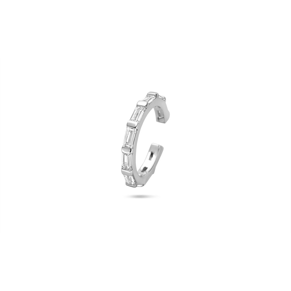 Silberner Ear Cuff aus rhodiniertem 925 Silber mit Zirkonia, 14,5 x 2 mm