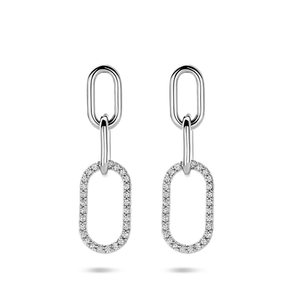 Gerhodineerte Silberohrringe mit Zirkonia, ovaler Form und funkelndem Design