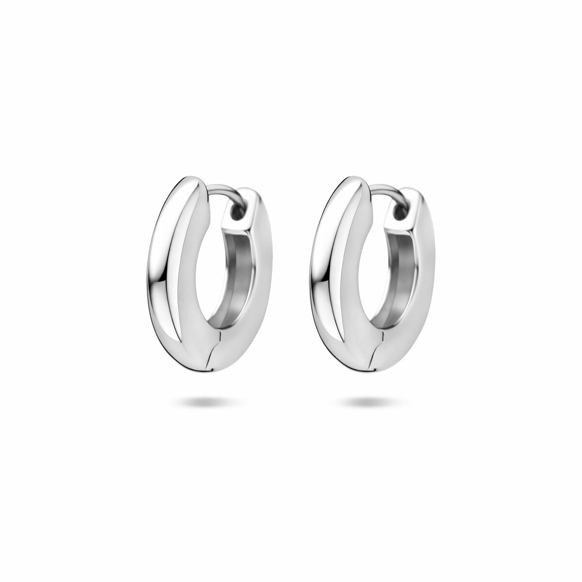 Klapp-Ohrringe aus rhodiniertem 925 Silber mit glänzender Oberfläche und scharniertem Verschluss