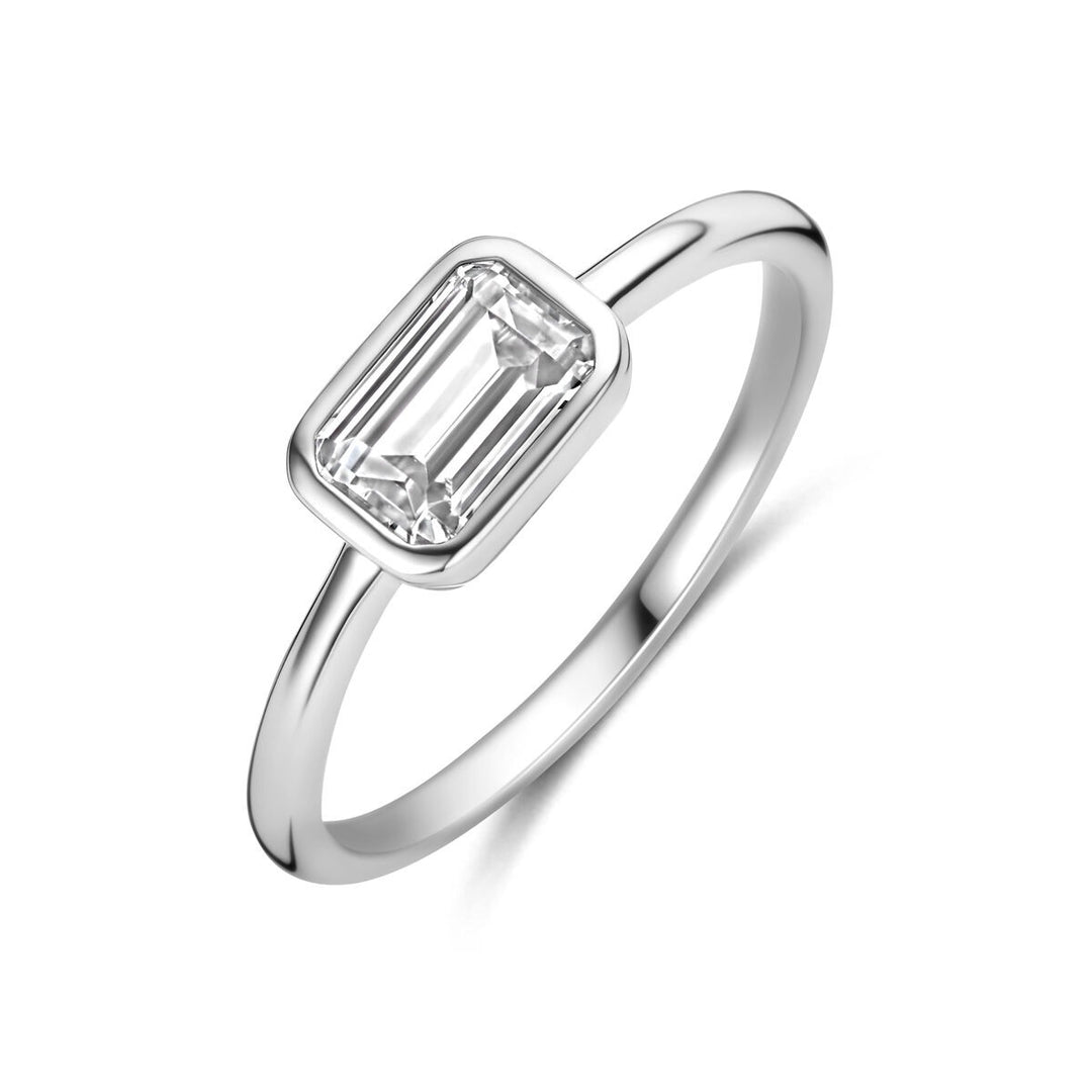 Gerhodineerd 925 zilveren ring met zirkonia