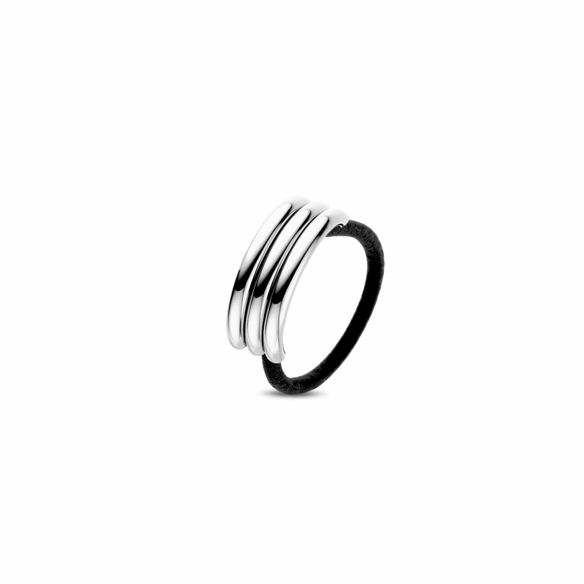 Stahl-Haar-Cuff in Silberfarbe mit drei parallelen Rillen, 12x34 mm