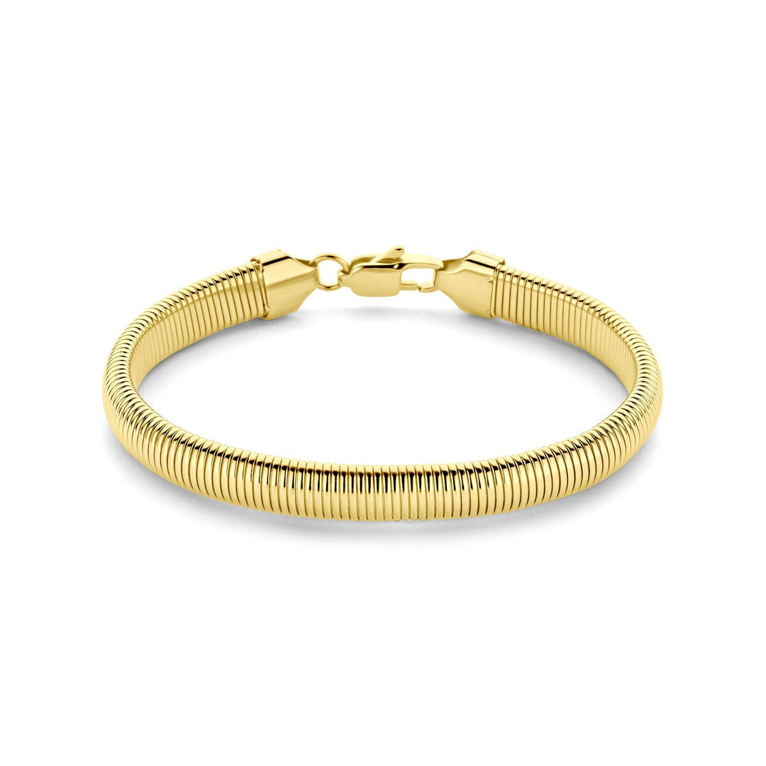 Goudkleurige stalen armband met 8mm schakel en karabijnsluiting