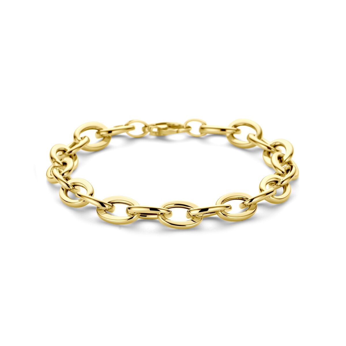 Armband aus 14k Gelbgold mit Drahtgliedern, 8,5 mm breit und 19 cm lang