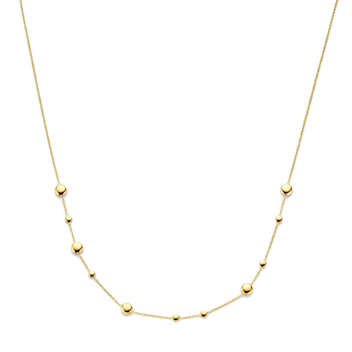 Collier aus 14K Gelbgold mit kleinen, runden Elementen in unterschiedlicher Anordnung