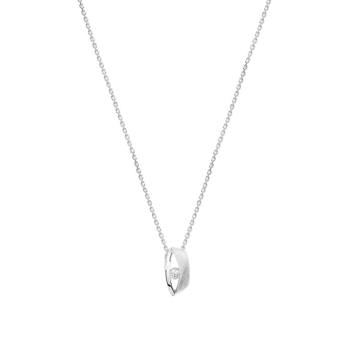 Halskette aus Silber mit einem solitären Zirkonia-Anhänger