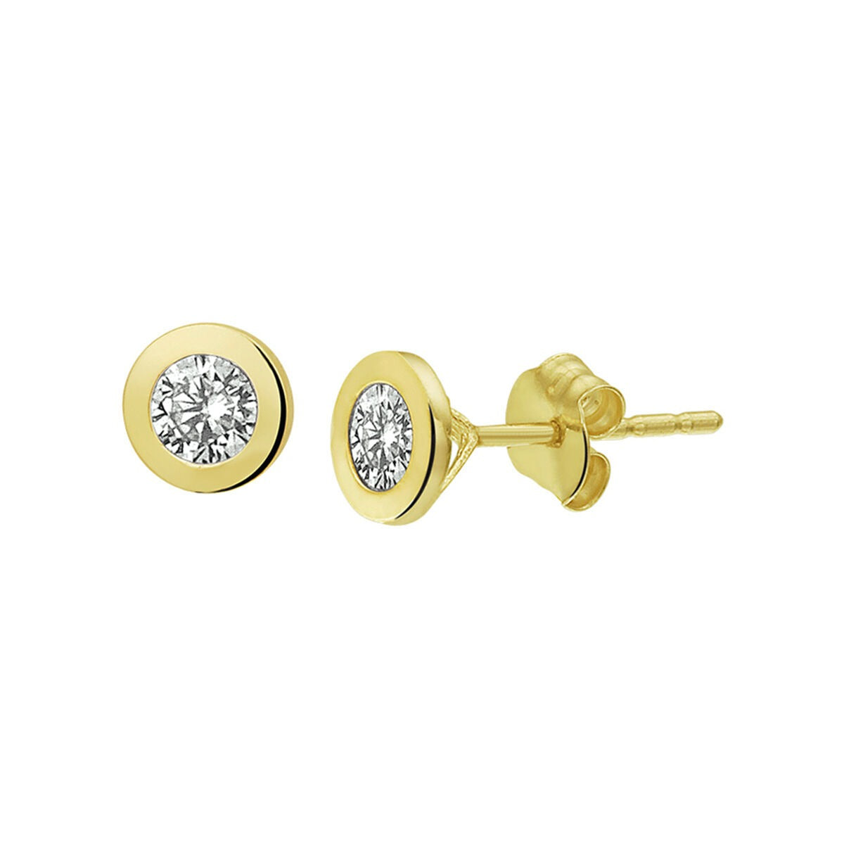 Ohrstecker aus 9 Karat Gelbgold mit 5,5 mm Zirkonia in runder Fassung