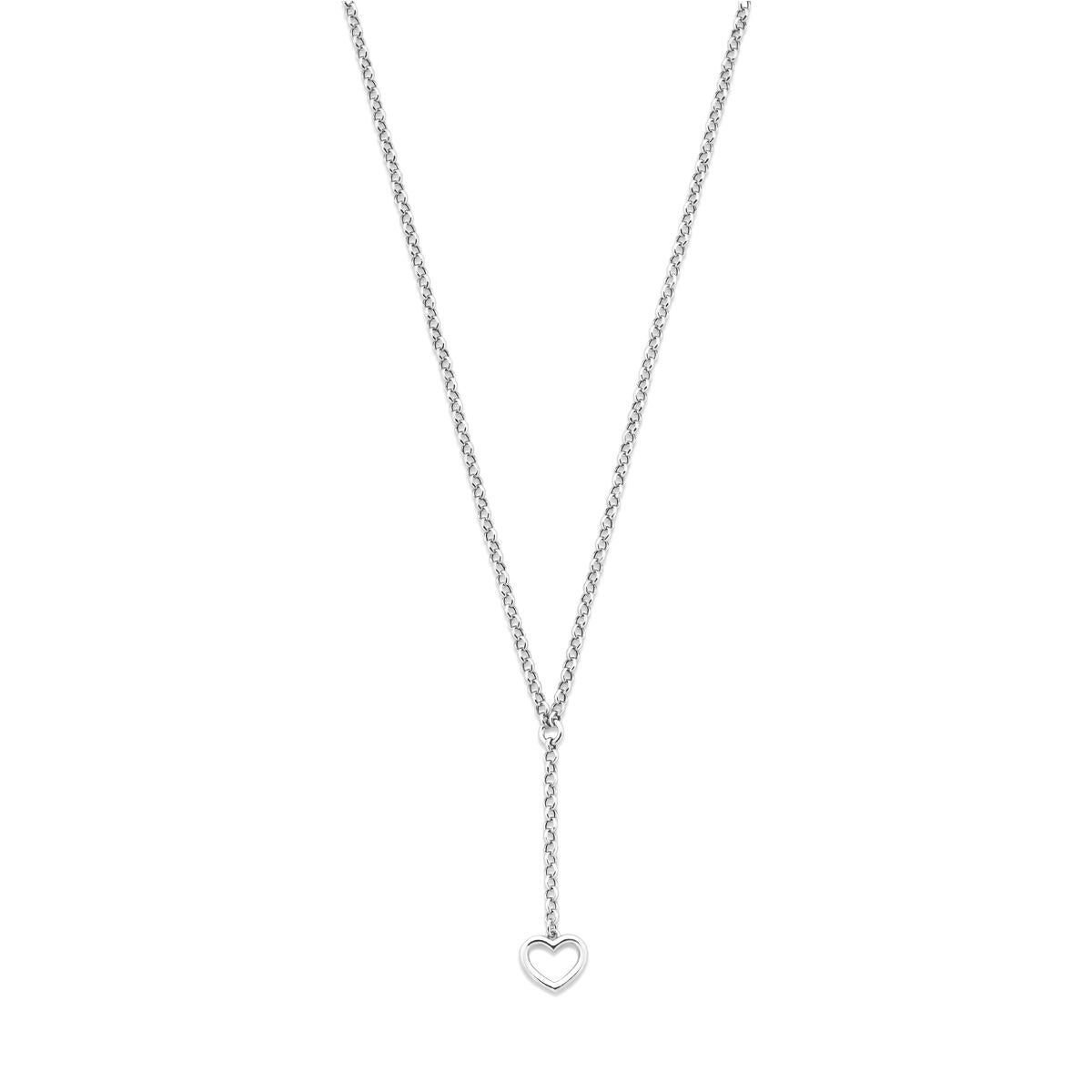 Y-Collier aus rhodiniertem 925 Silber mit herzförmigem Anhänger