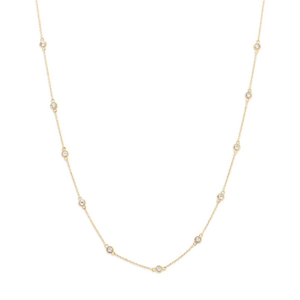 Collier aus 9k Gelbgold mit Zirkonia-Steinen in gleichmäßigem Abstand angeordnet