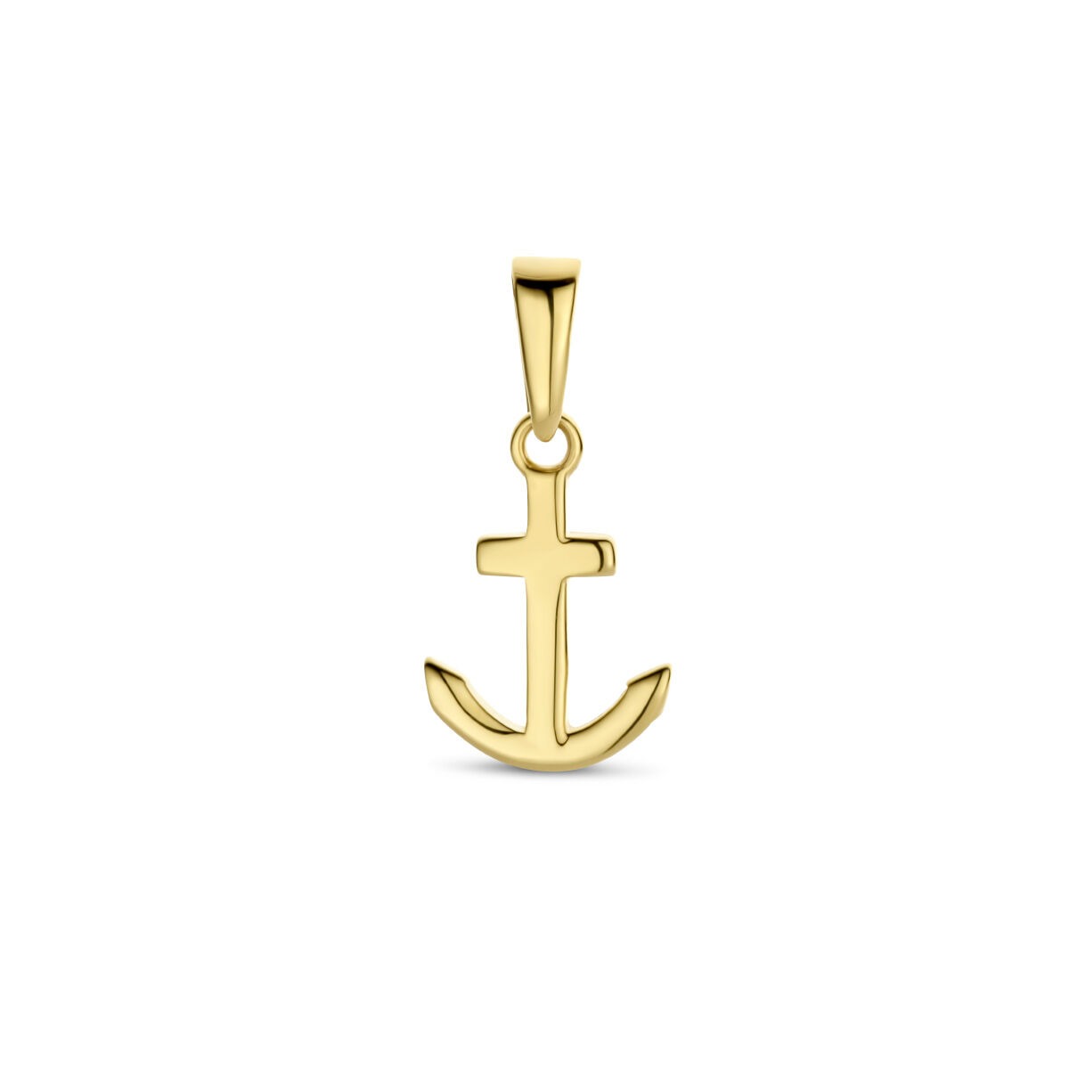 Anker-Anhänger aus 9 Karat Gelbgold, 11 mm groß, mit glänzender Oberfläche