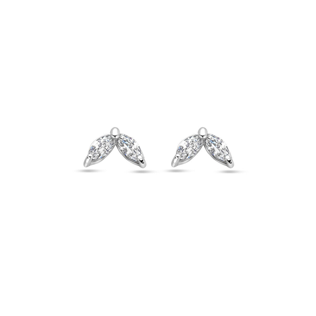 Ohrringe aus rhodiniertem 925 Silber mit Zirkonia in Blattform