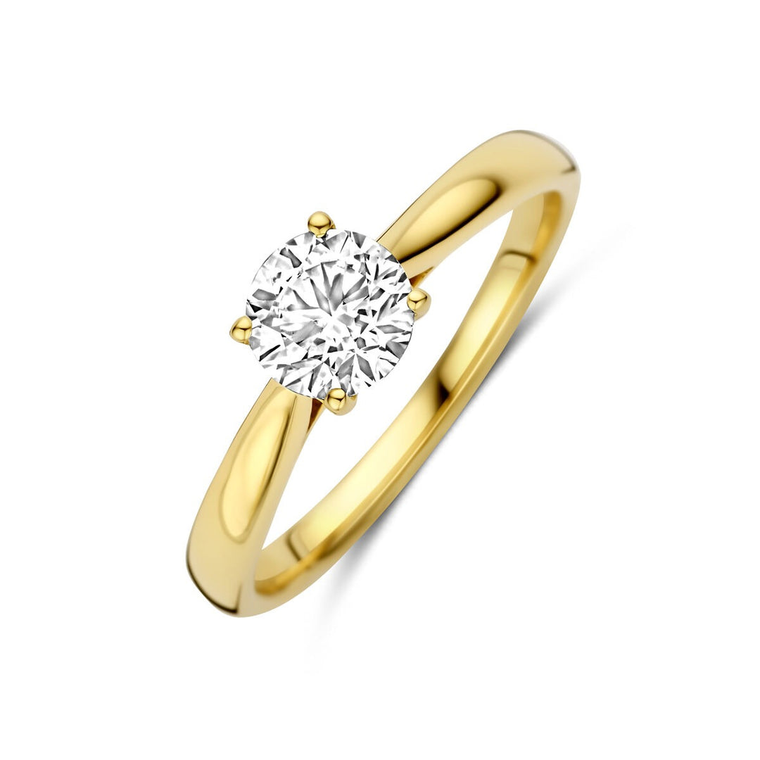 14k Geelgouden ring met lab grown diamant 0.75ct