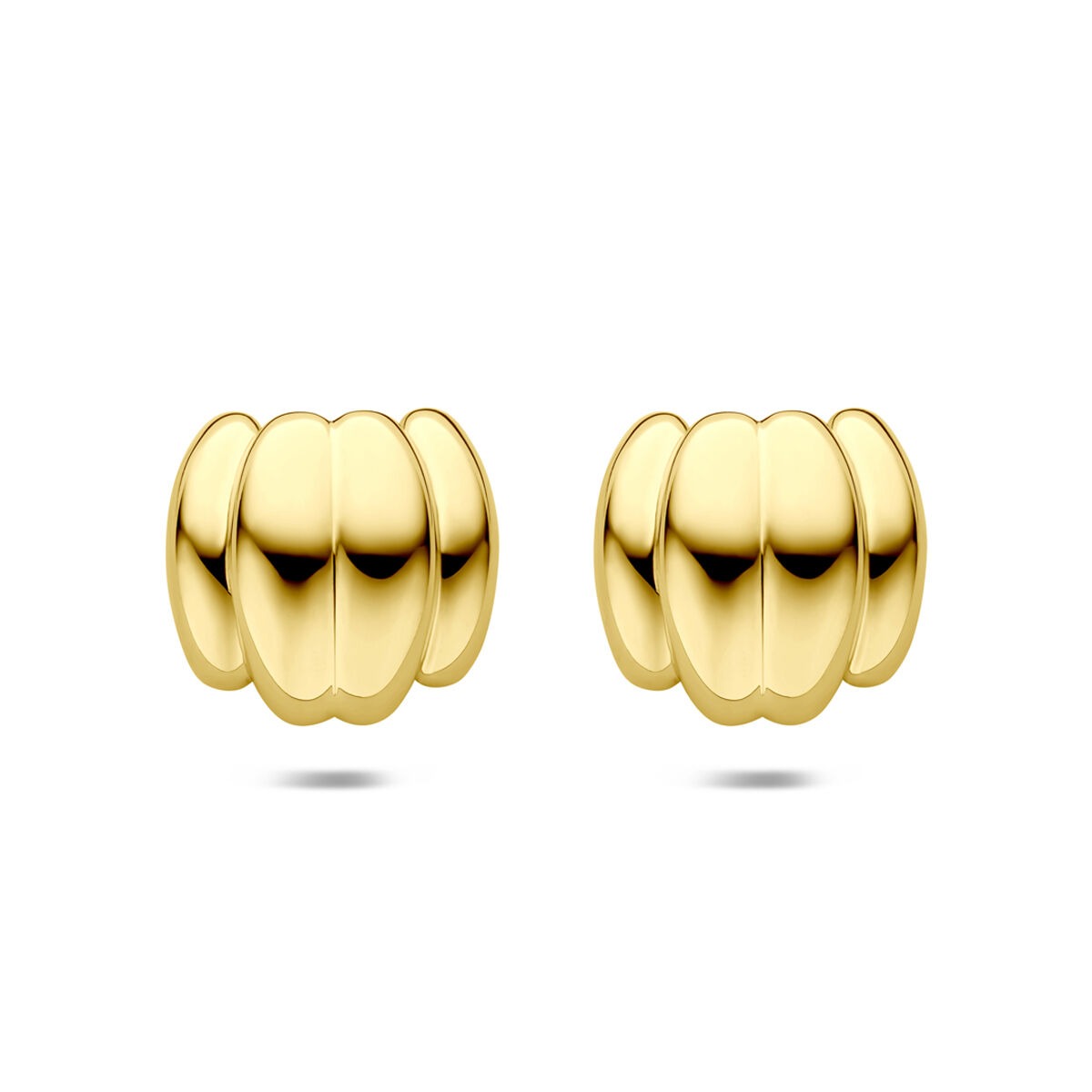 Stahl Damen Ohrstecker in Gold mit ionisierter Beschichtung, 23 mm, gewölbte Form