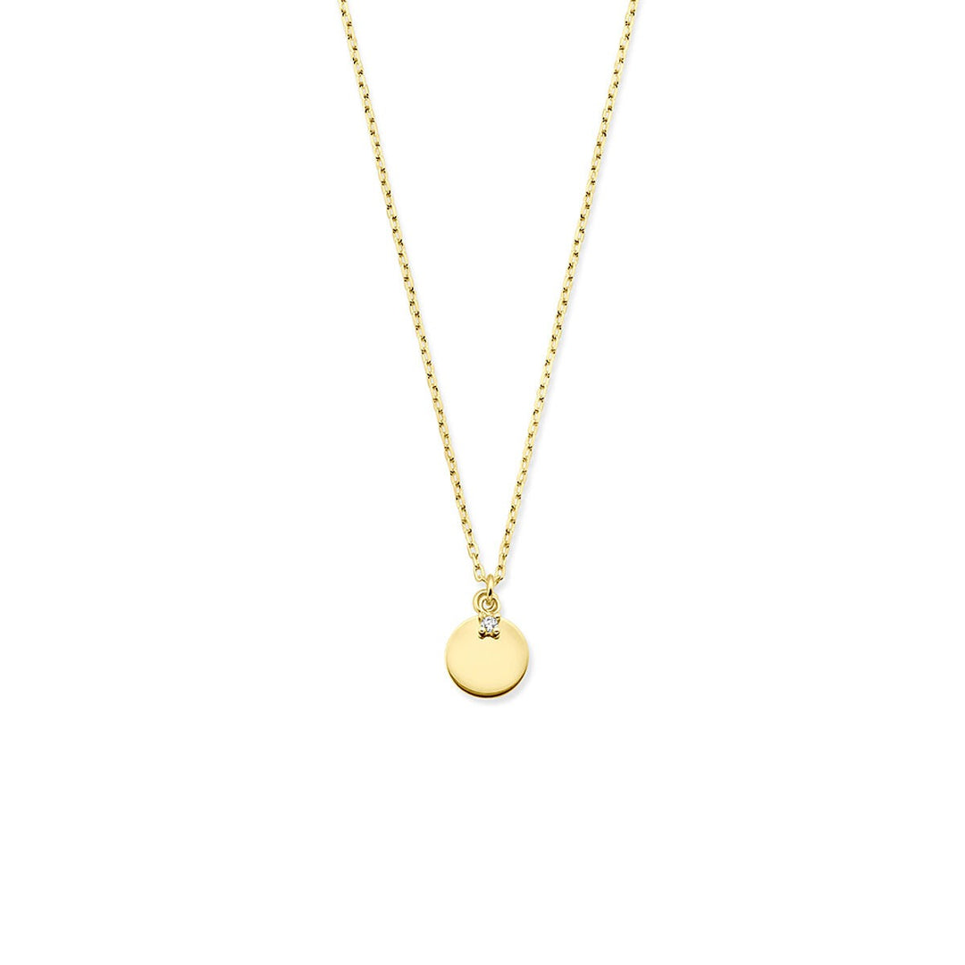 14k geelgouden collier met rondje en zirkonia – 40-44cm