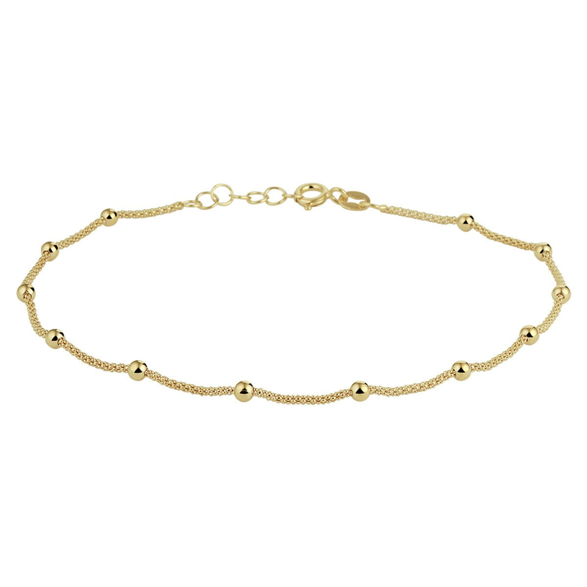 Vergoldetes Silber-Ankelband für Damen aus 925 Silber mit 3 mm großen Kugeln