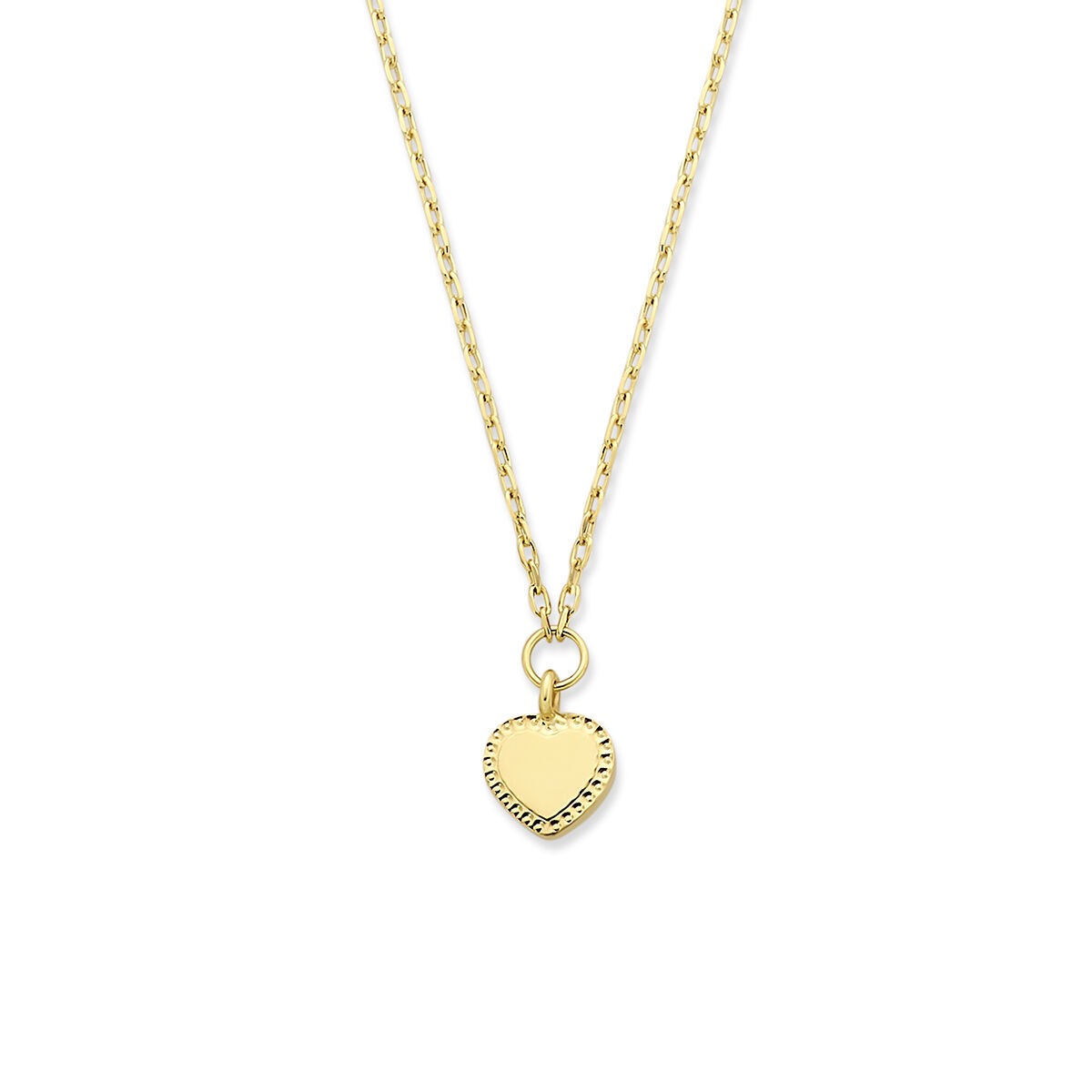Feines Anker-Collier aus 14k Gelbgold mit herzförmigem Anhänger