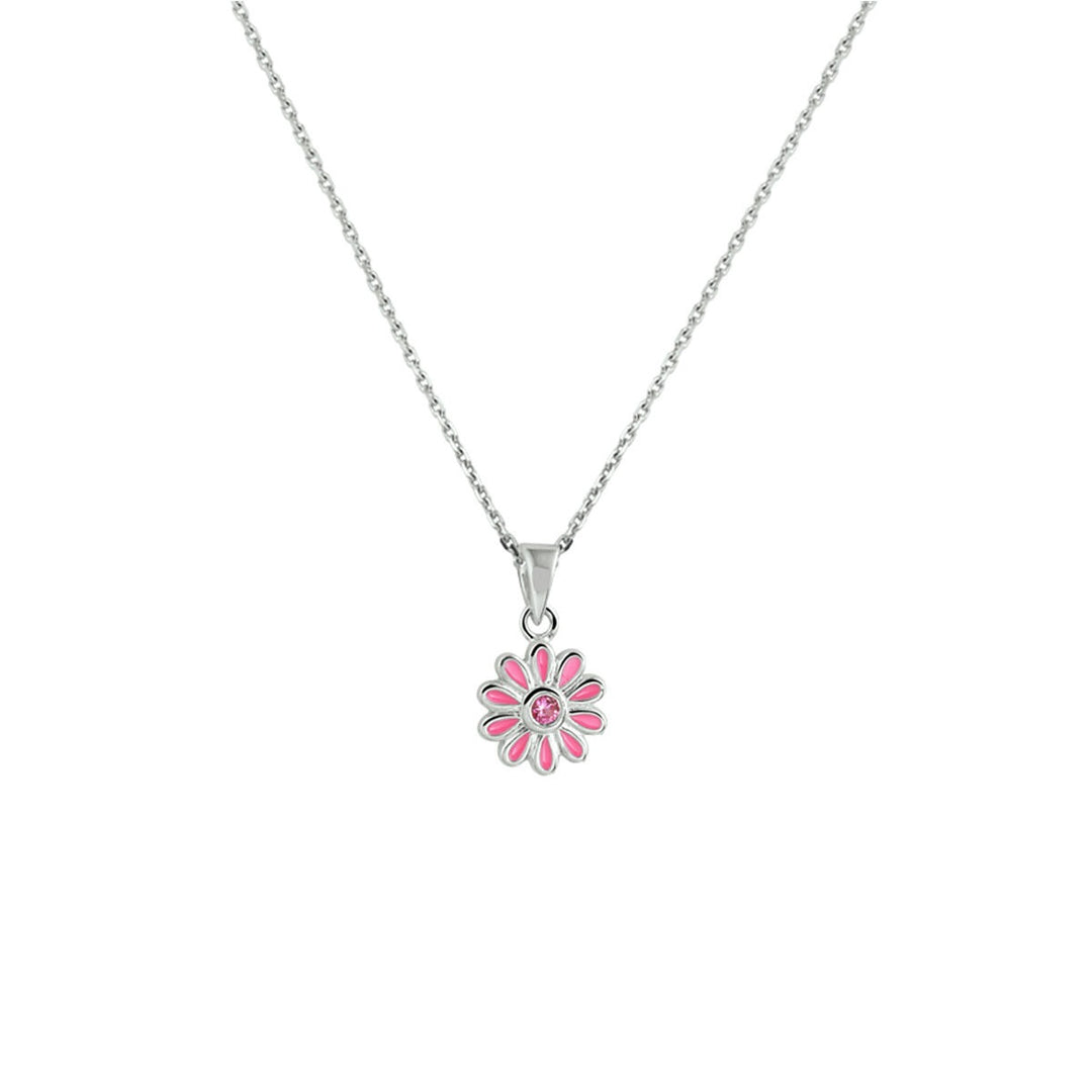 Halskette Blume Zirkonia 36 + 4 cm Silber rhodiniert