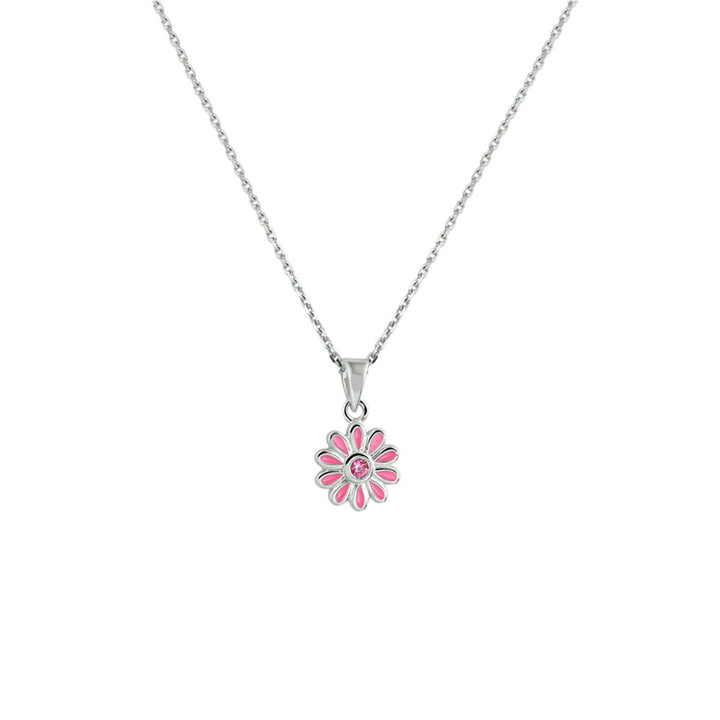 Halskette Blume Zirkonia 36 + 4 cm Silber rhodiniert