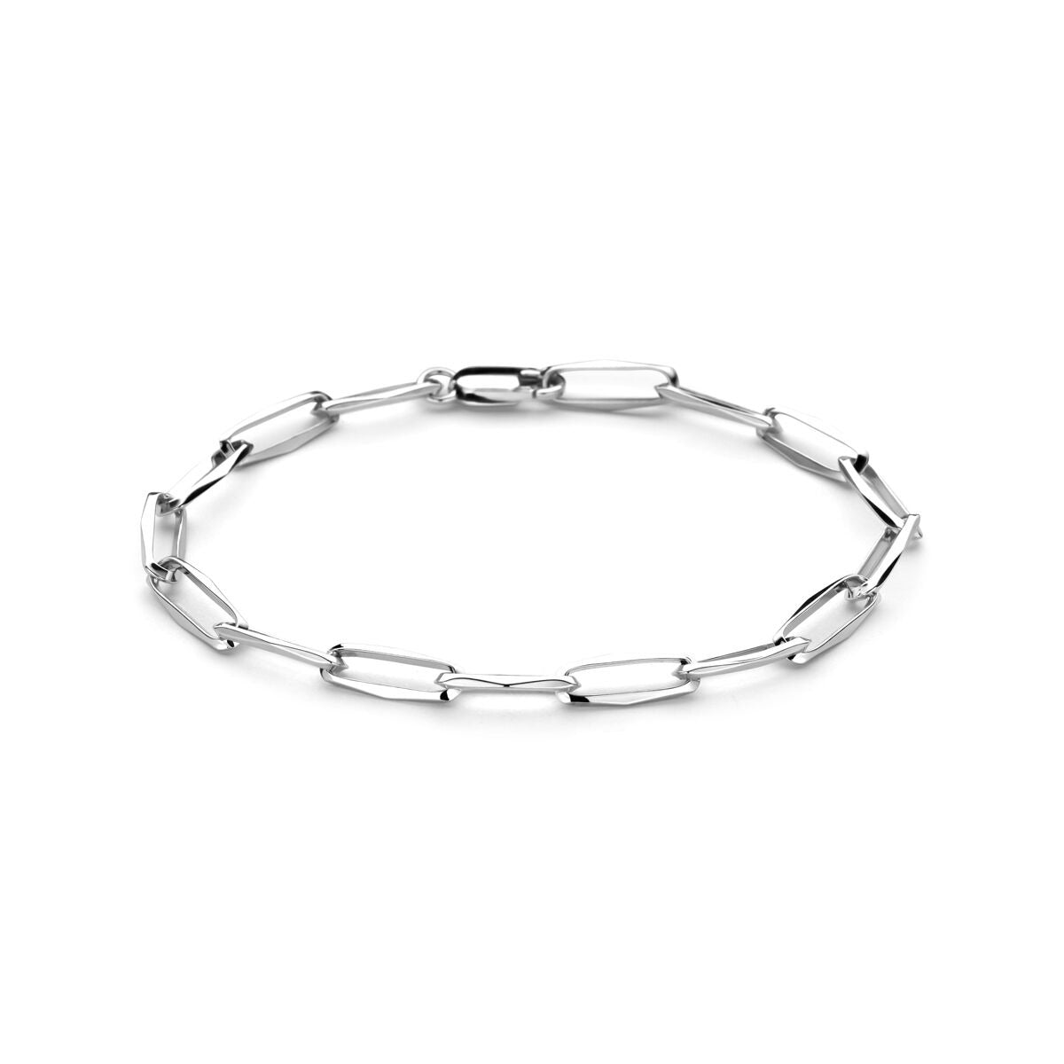 Zweiteilige, gerhodinierte Armband aus Silber mit 5 mm breiten Gliedern in ovaler Form