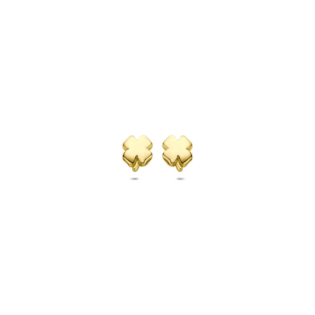 14k Geelgouden klaver oorknoppen