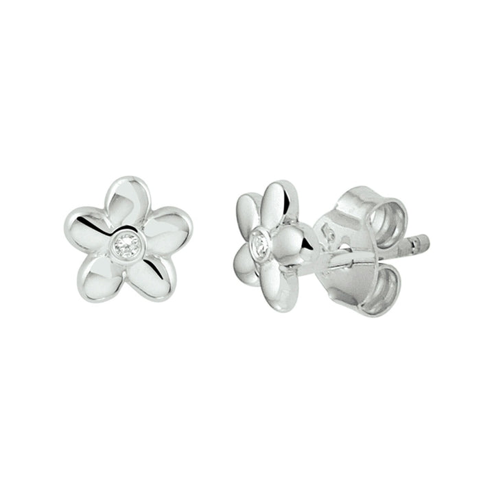Ohrstecker Blume Zirkonia Silber rhodiniert