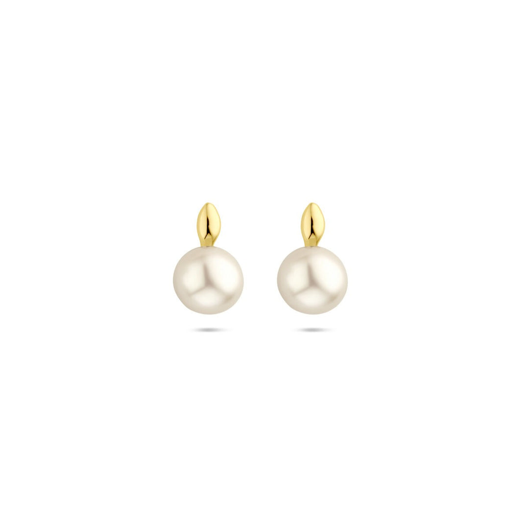 14k geelgouden oorknoppen met parel