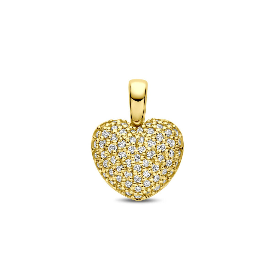 14k Geelgouden hart hanger met lab grown diamant