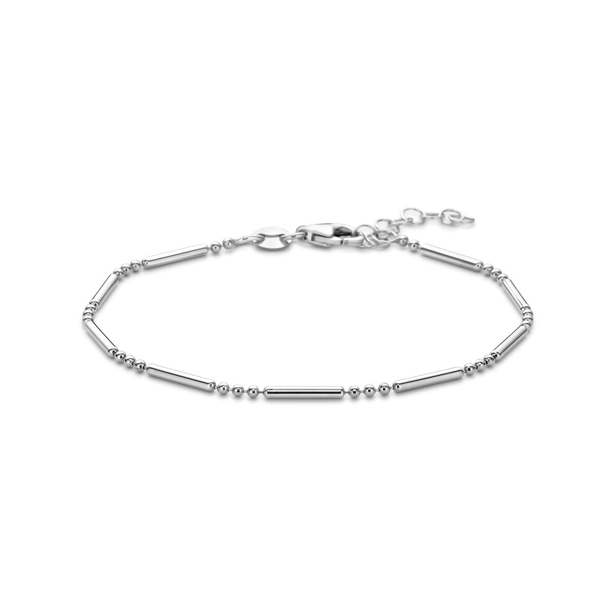 Armband aus rhodiniertem Silber mit Karabinerverschluss, 1,5 mm dick, 17 + 2 cm lang