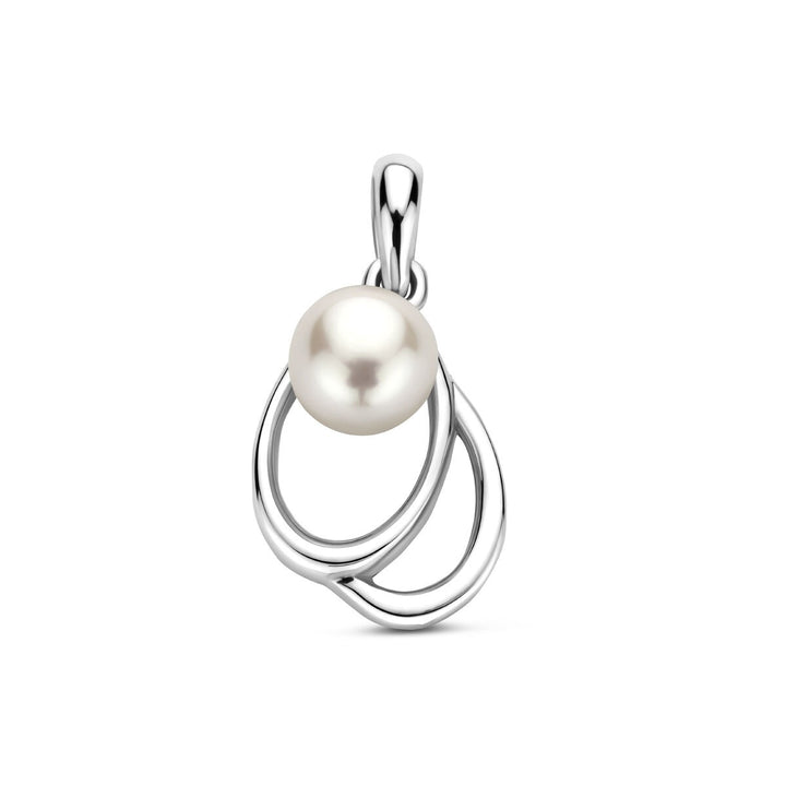 Zilveren hanger met parel – gerhodineerd 925 zilver 15,5 mm