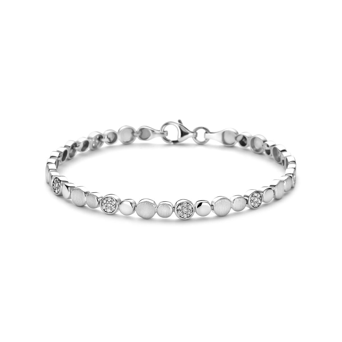 Silbernes Armband aus rhodiniertem 925 Silber mit Zirkonia, 5,1 mm breit und 19 cm lang