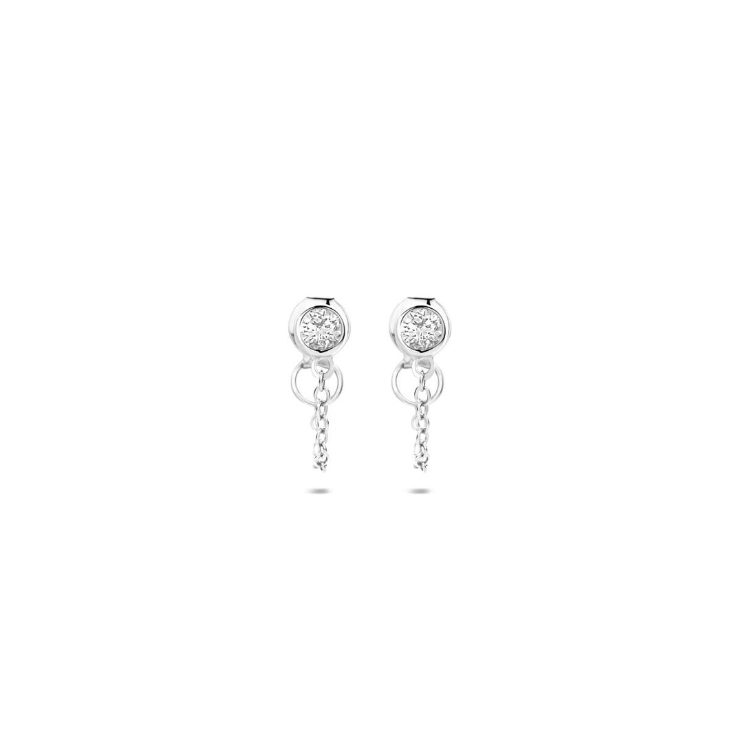 Zilveren oorhangers met zirkonia – gerhodineerd 925 zilver