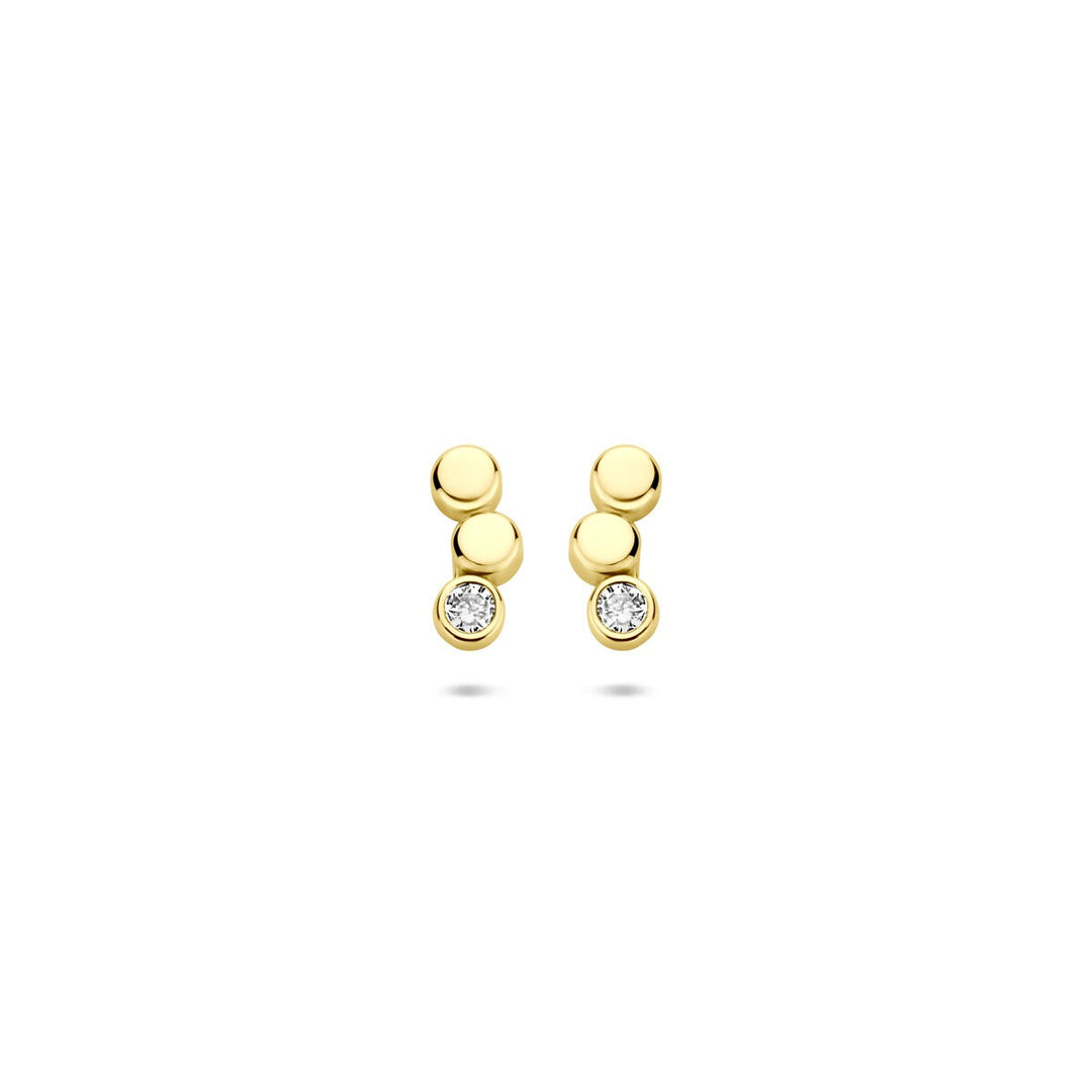 14k Geelgouden oorknoppen met zirkonia – 8,5 x 3,5 mm