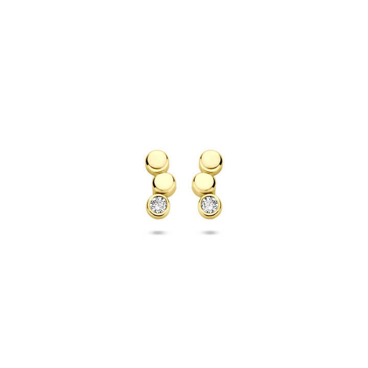 14k Geelgouden oorknoppen met zirkonia – 8,5 x 3,5 mm