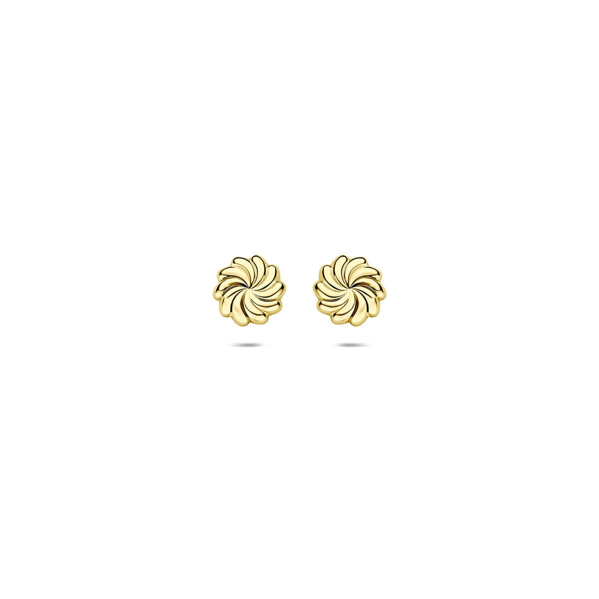Gedrehte Ohrstecker aus 9 Karat Gelbgold in floraler Form mit feinen Details