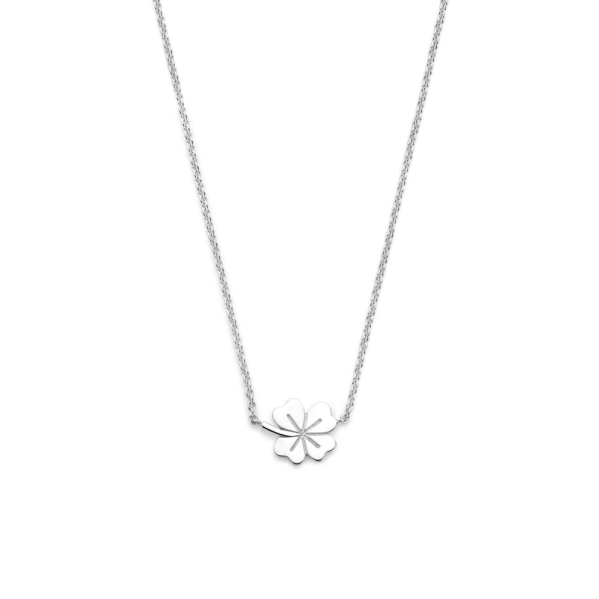 Collier aus rhodiniertem 925 Silber mit einem Klavertje-Anhänger