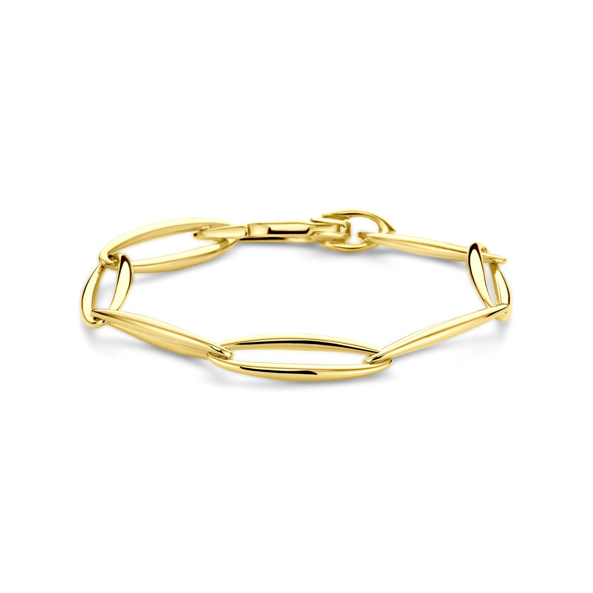 14k Gelbgoldene Schalenarmband für Damen mit 9,5 mm Breite und 20 cm Länge