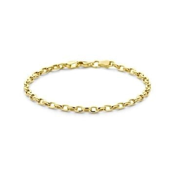 9k Gelbgoldene Anker-Schlüsselarmband mit glänzenden Gliedern