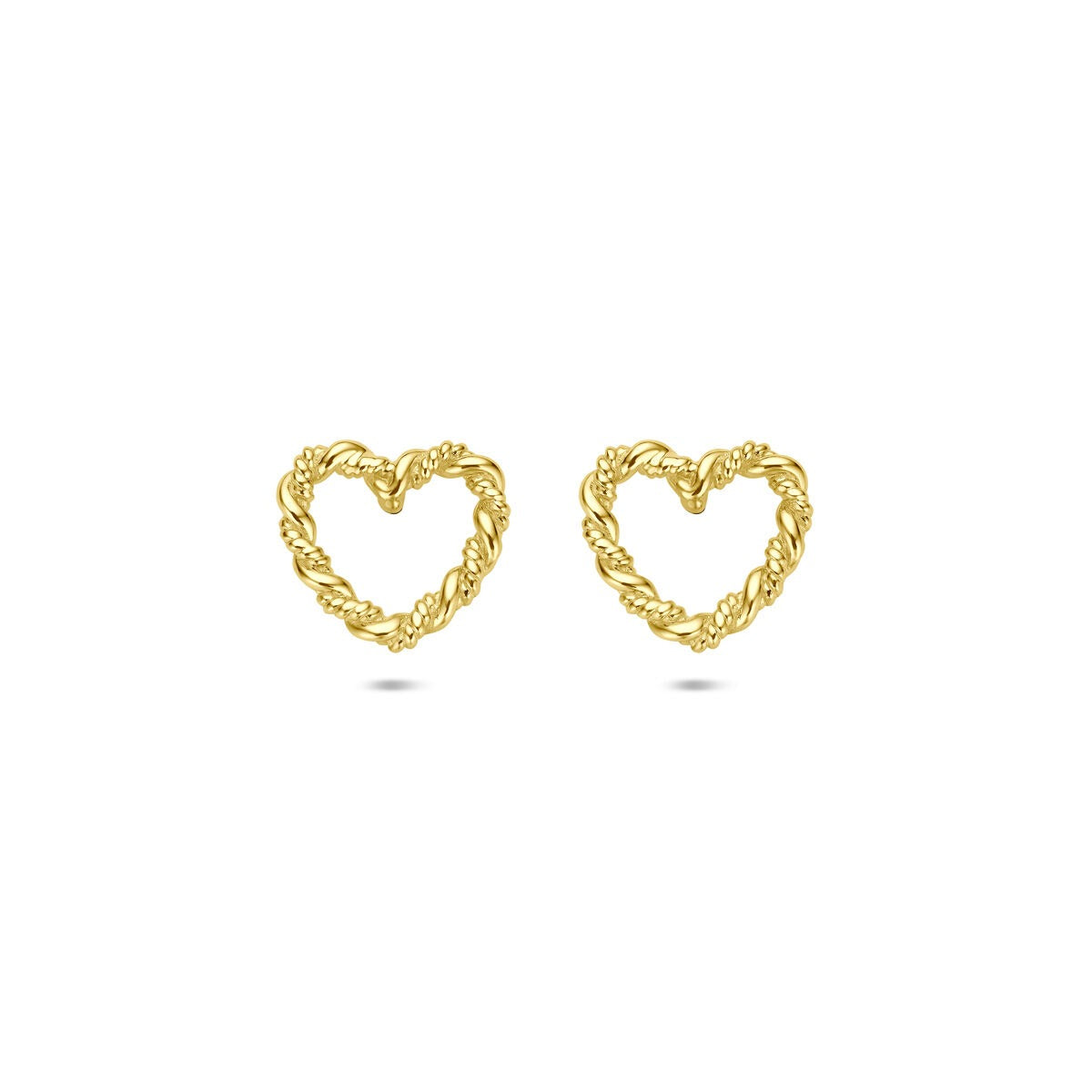 Ohrstecker aus 14k Gelbgold in Herzform mit geflochtenem Design