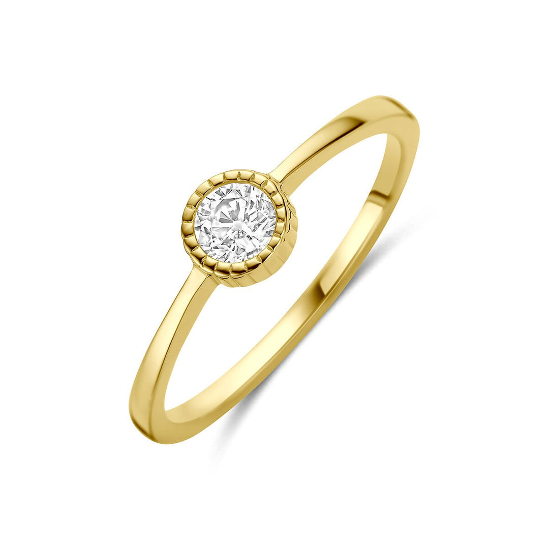 9k Geelgouden ring met zirkonia