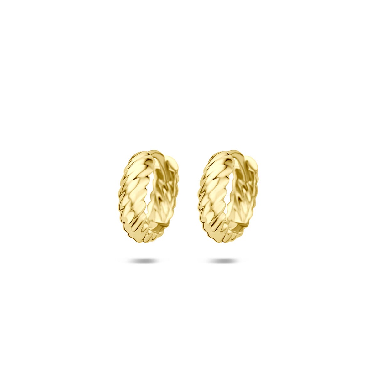 Gedrehte Klapohringe aus 14 Karat Gelbgold mit feinem, strukturiertem Design