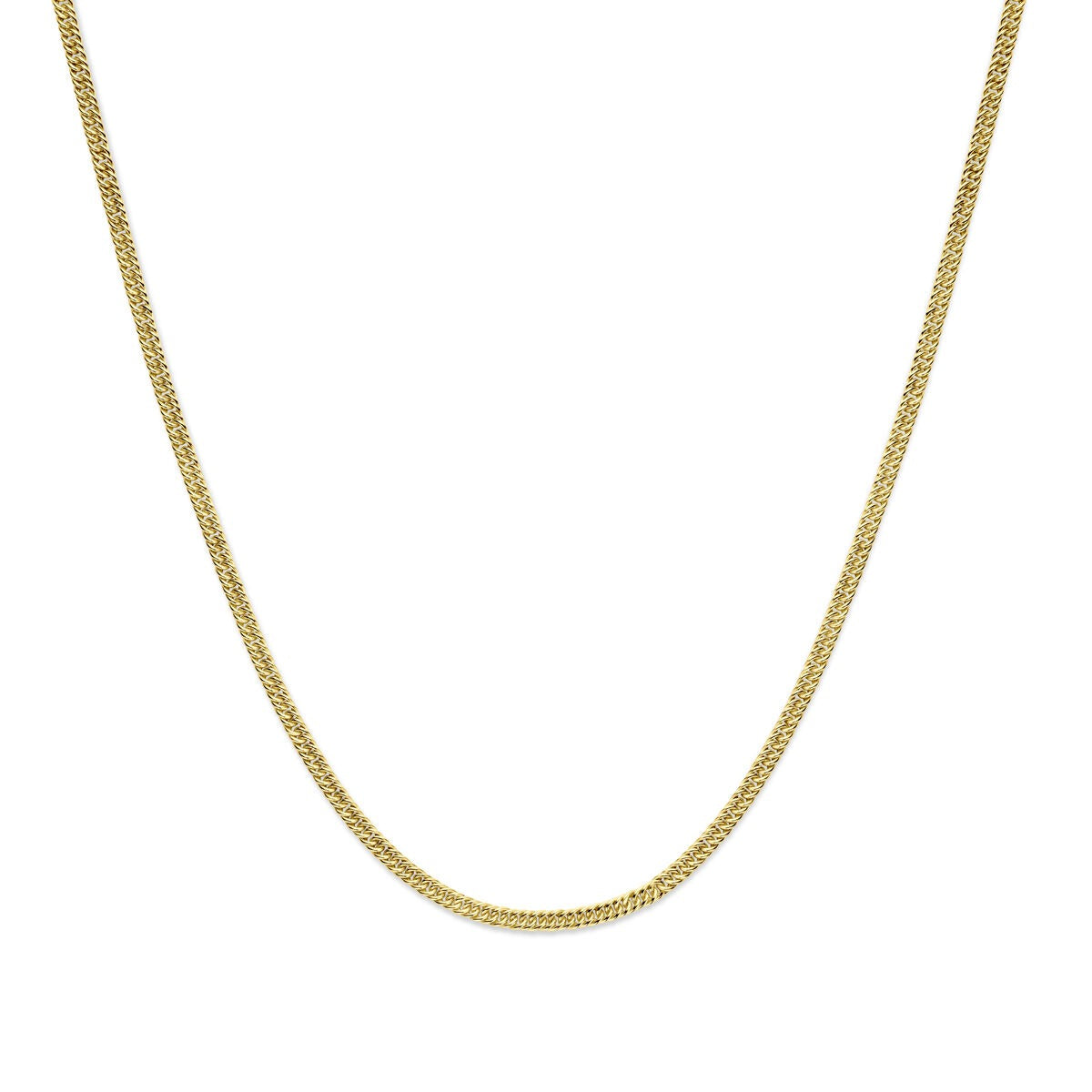 14k Gelbgold Collier mit silbernem Kern, geschliffene Gourmette-Glieder 3,8 mm