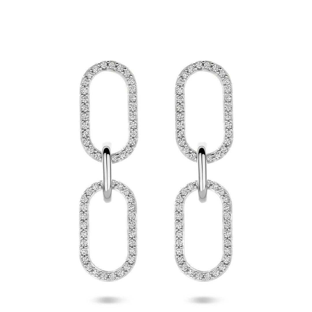 Zilveren oorhangers met zirkonia – 33 mm