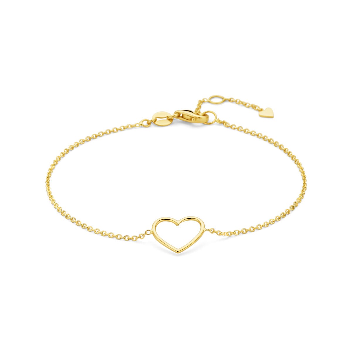 Armband aus 14 Karat Gold mit offenem Herz und feiner Gliederkette