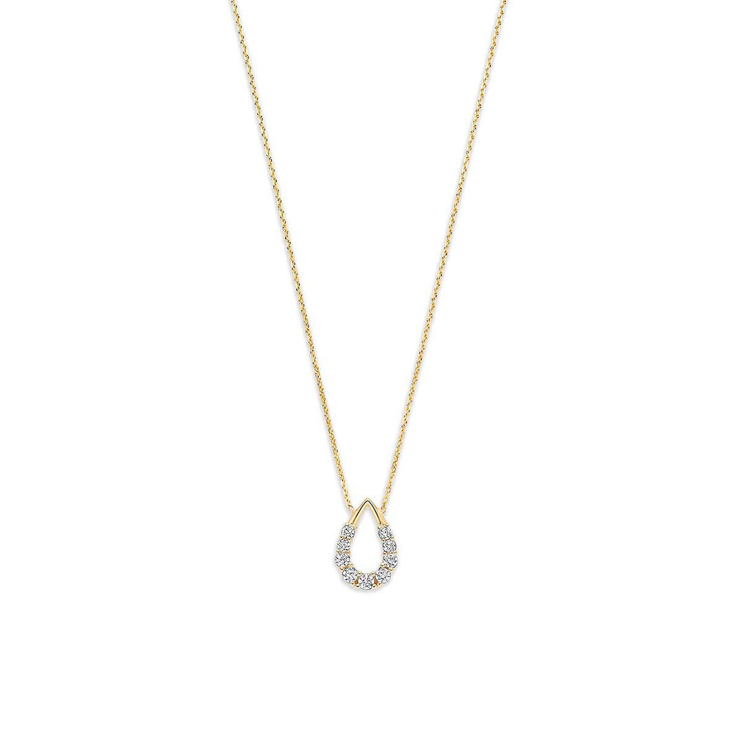 9k geelgouden collier met druppel en zirkonia